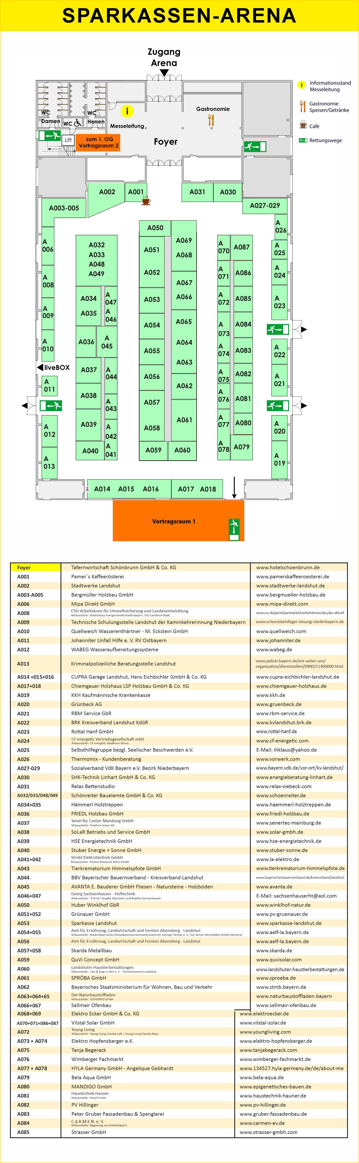 ARENA Homepage incl. Aussteller