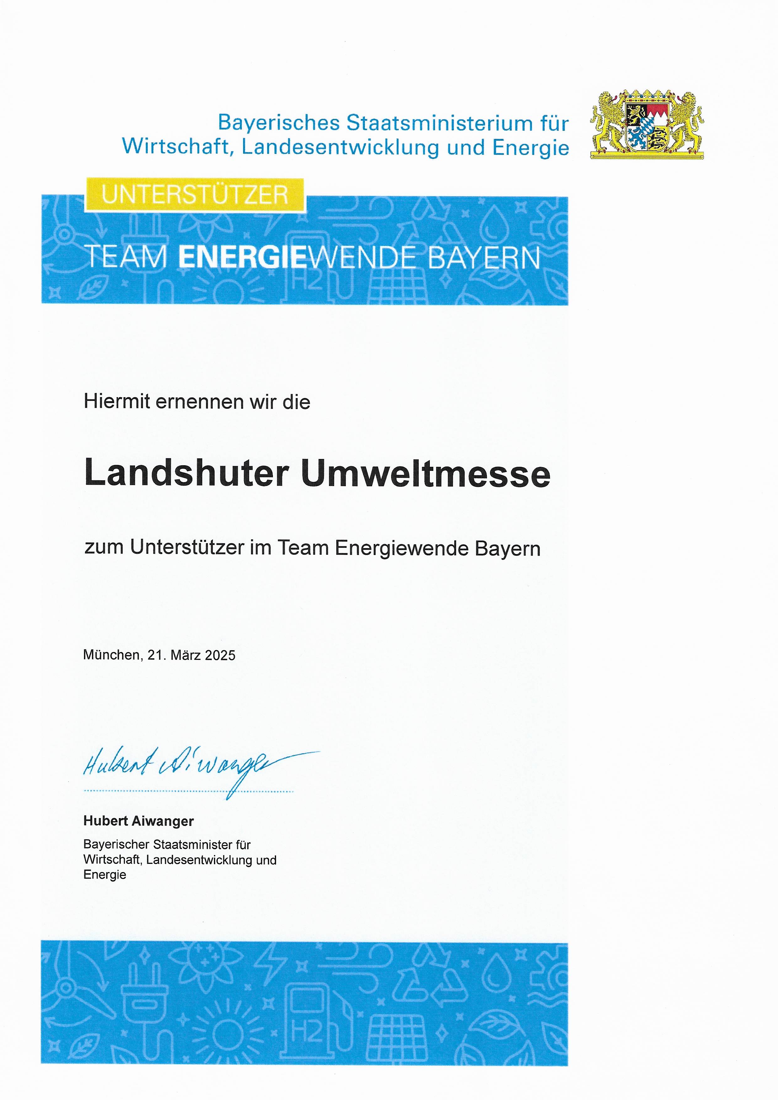 Team Energiewende Urkunde