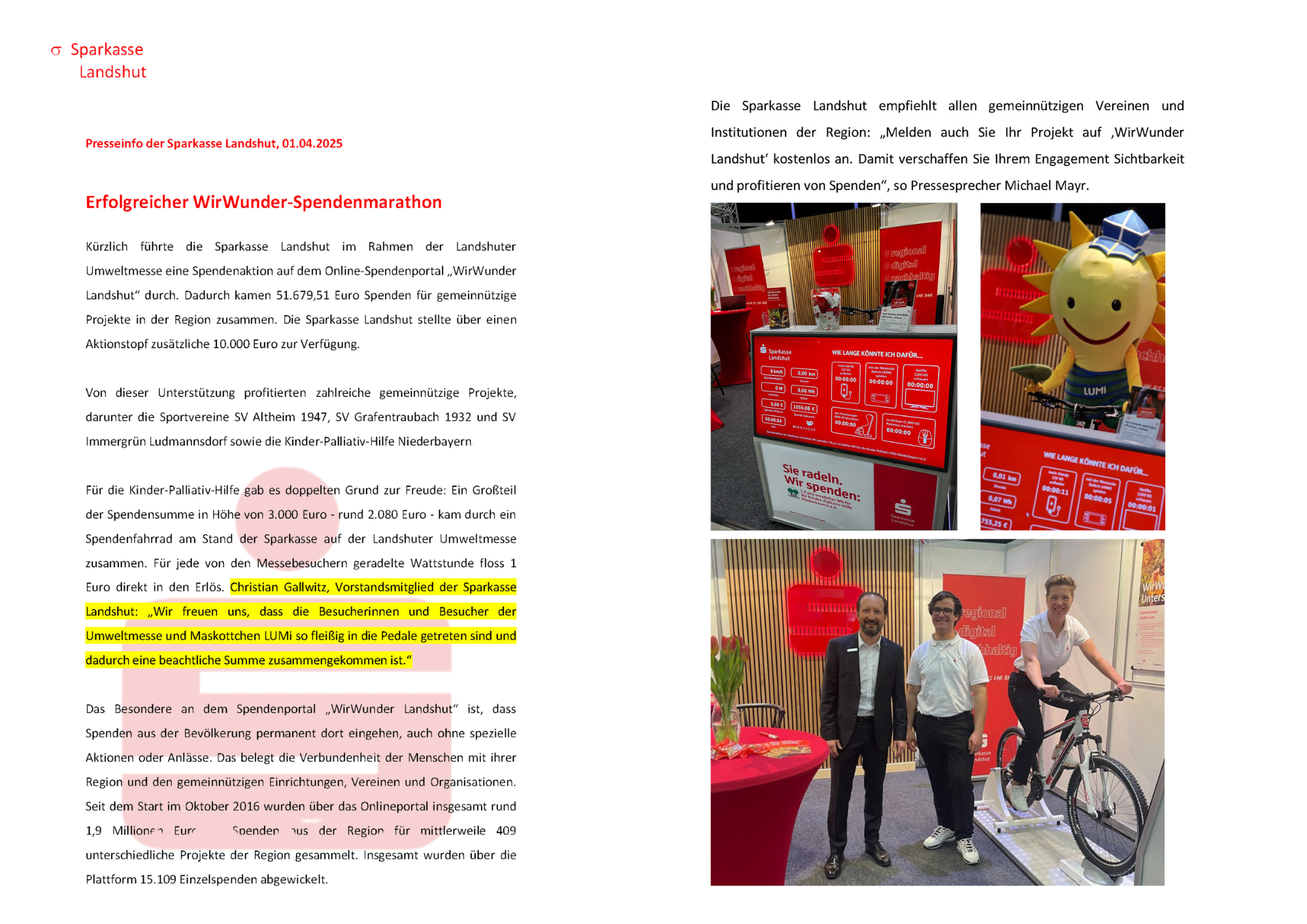 Pressebericht Sparkasse